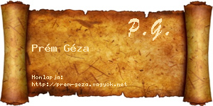 Prém Géza névjegykártya